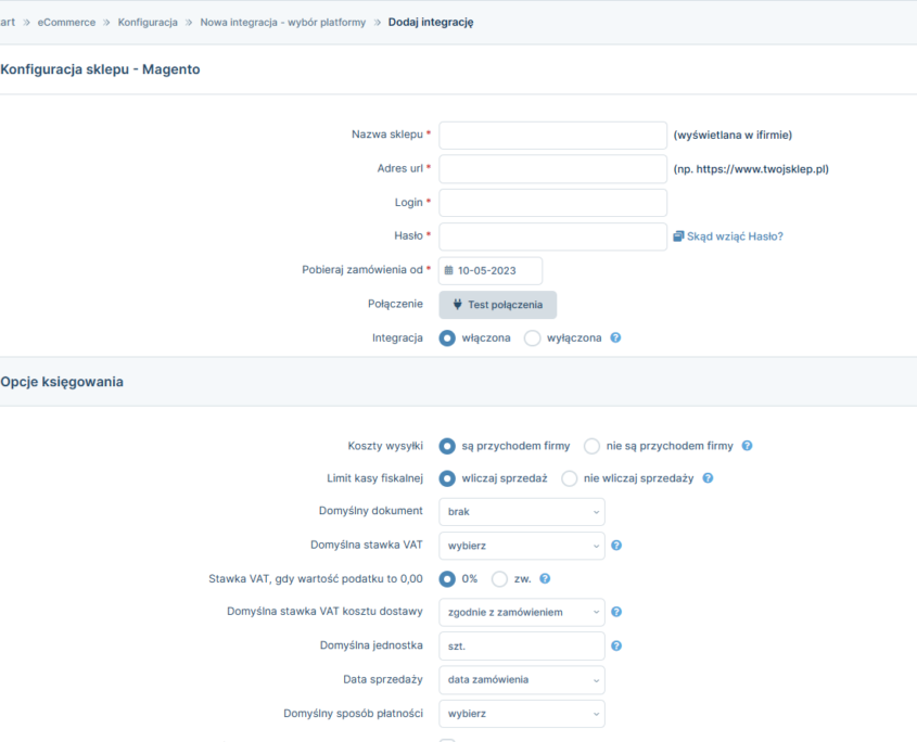 ifirma konfiguracja sklepu Magento